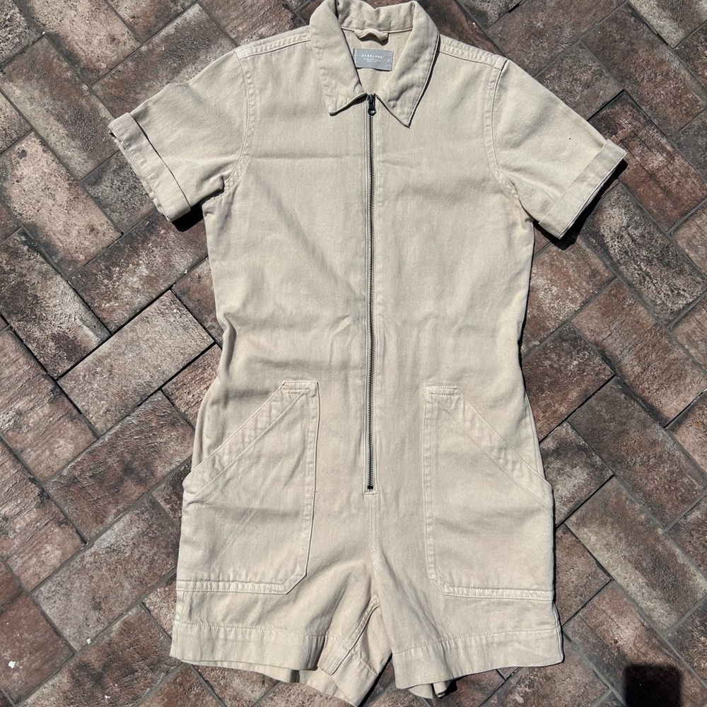 Everlane Denim Short Romper - Beige - Size 6